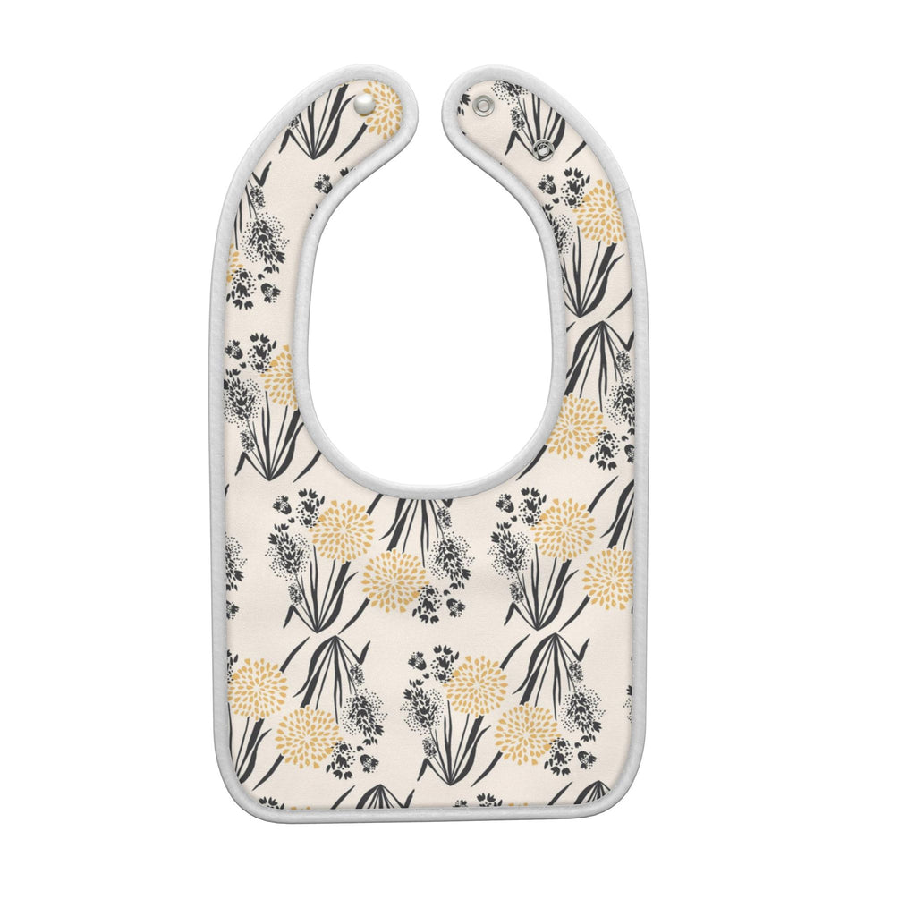 Premium Baby Bib blue-grey flowers Grounded Grace