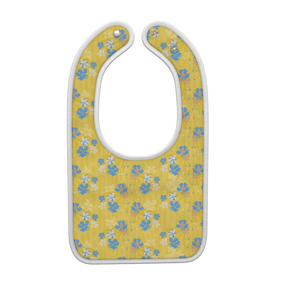Premium Baby Bib small tropical flower dream bright yellow/ blue