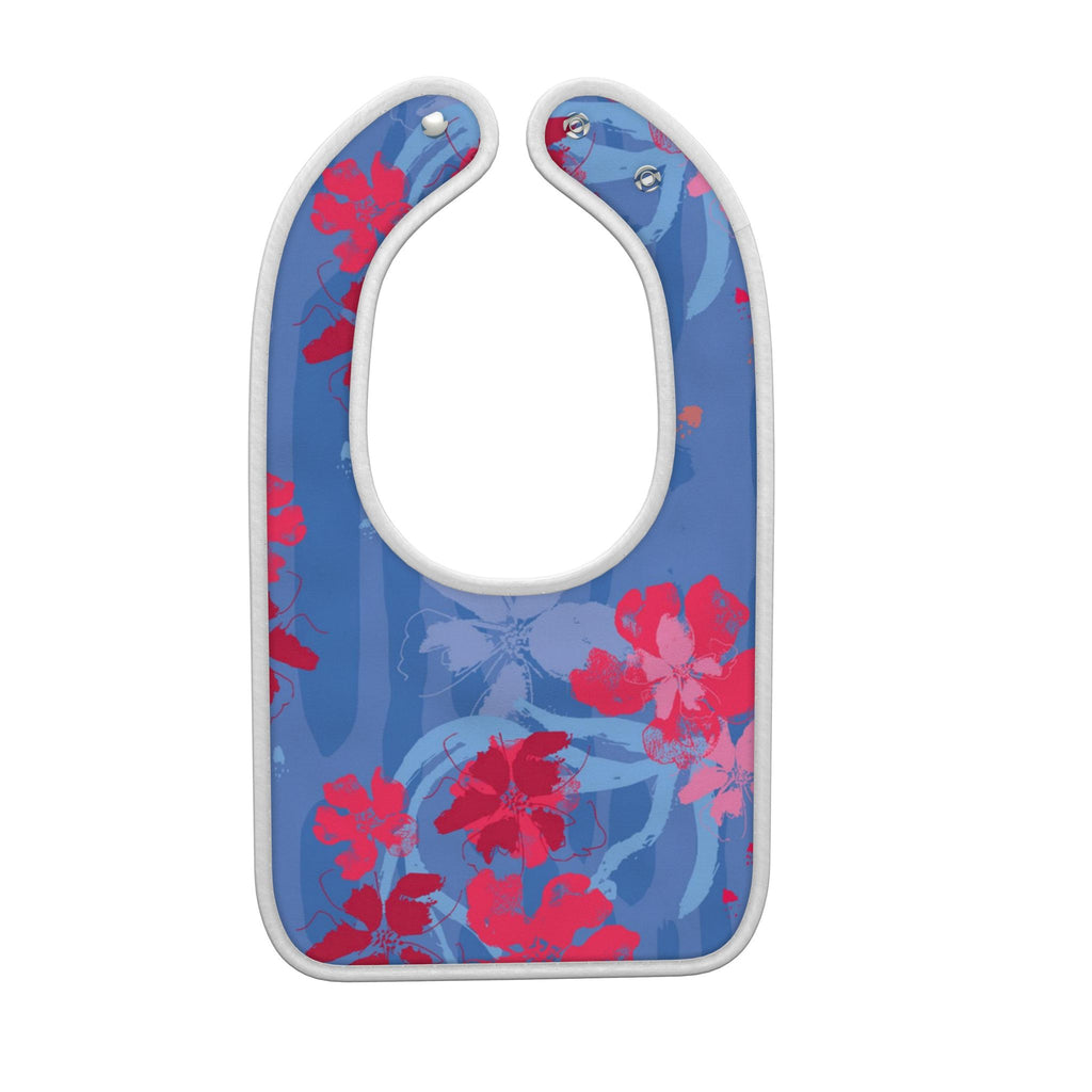Premium Baby Bib large tropical flower dream hot pink/blue