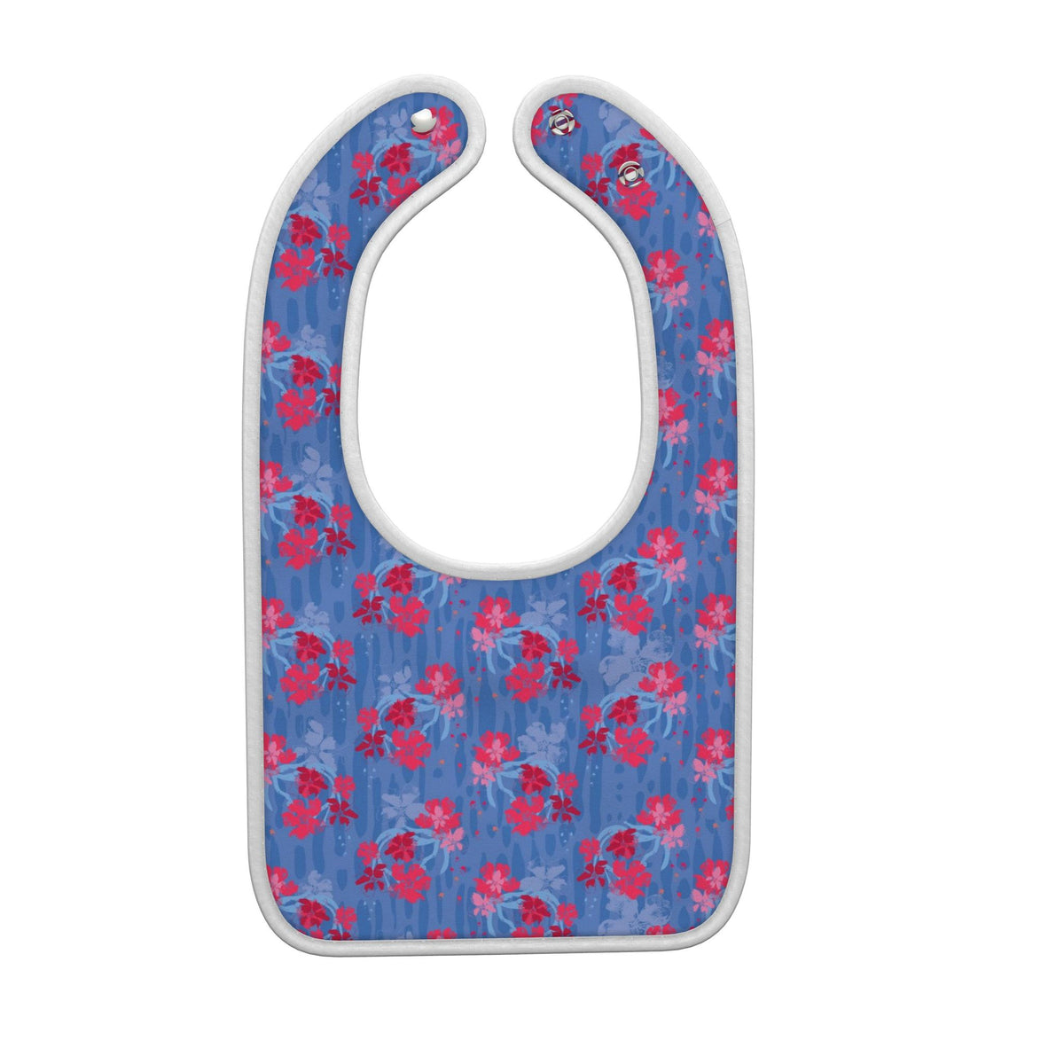 Premium Baby Bib small tropical flower dream hot pink/blue